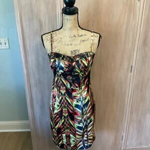 Vintage Y2k  Corset dress Lace Sides Sexy adjustable strap scarf print 9/10